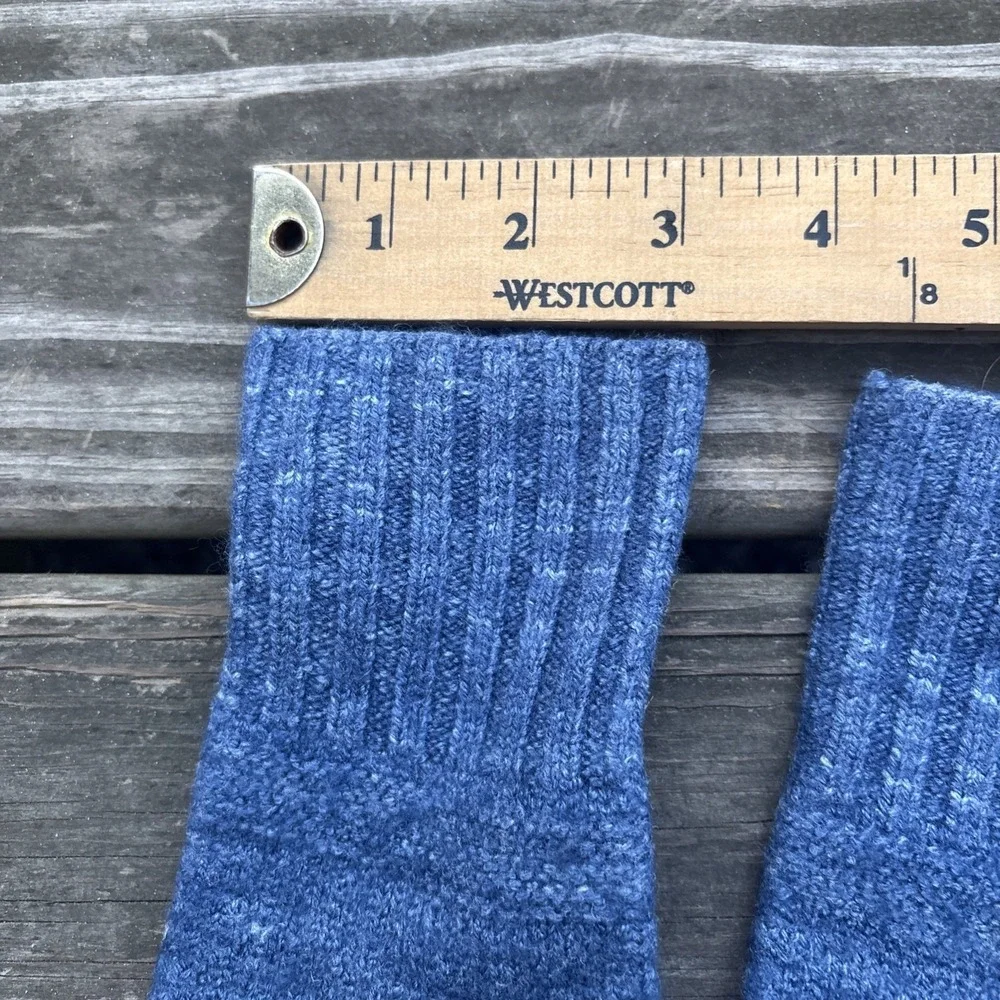 Swans Island hand dyed blue USA Silk Wool fingerless gloves Beanie Hat Cap Knit